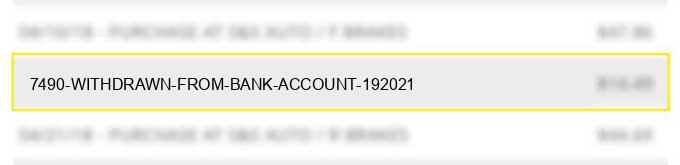 $74.90 withdrawn from bank account 1/9/2021