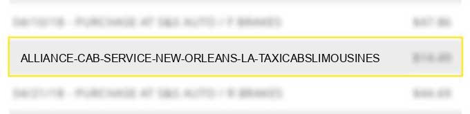 alliance cab service new orleans la taxicabs/limousines