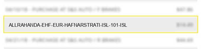 allrahanda ehf eur hafnarstrati isl 101 isl