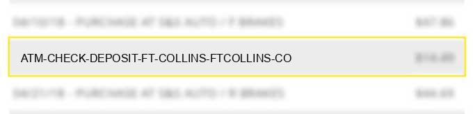 atm check deposit - ft collins ft.collins co