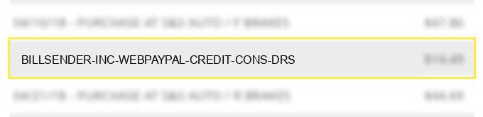 billsender, inc. webpaypal credit (cons drs)