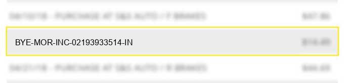 bye mor inc - 02193933514 in