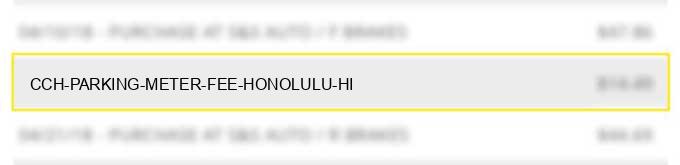 cch parking meter fee honolulu hi