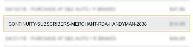 continuity subscribers merchant rda handyman 28.38