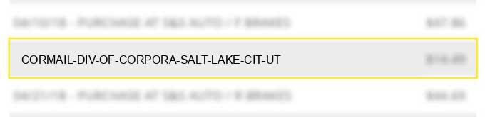 cormail div of corpora salt lake cit ut