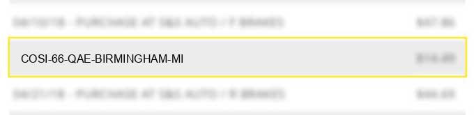 cosi #66 qae birmingham mi
