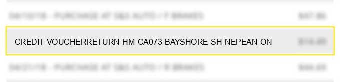 credit voucher/return h&m ca#073-bayshore sh nepean on