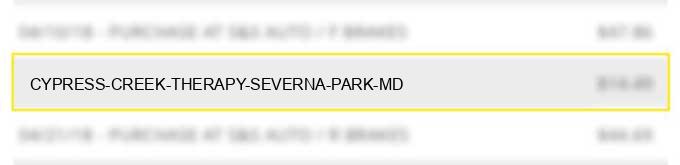 cypress creek therapy severna park md