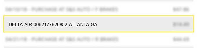 delta air 0062177926852 atlanta ga