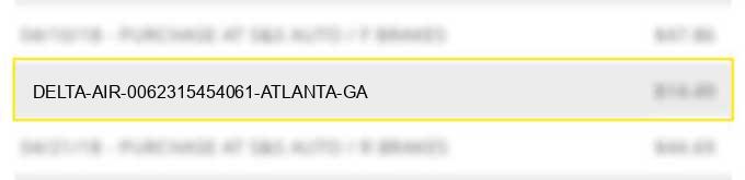 delta air 0062315454061 atlanta ga