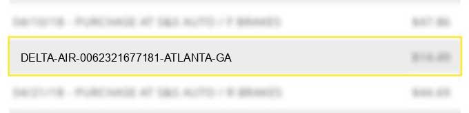 delta air 0062321677181 atlanta ga