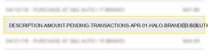 description amount pending transactions apr 01 halo branded solutions, sterling, il