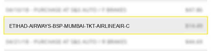 etihad airways bsp mumbai tkt# airline/air c