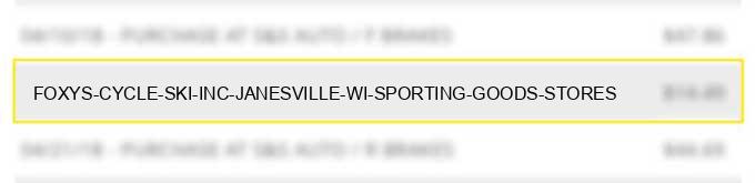 foxy's cycle & ski inc janesville wi sporting goods stores