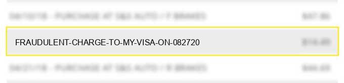 fraudulent charge to my visa on 08/27/20