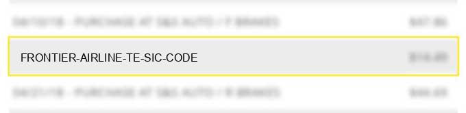 frontier airline - t&e sic code