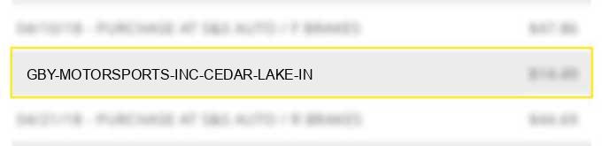 gby motorsports, inc. cedar lake in