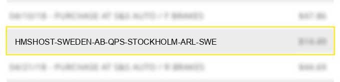 hmshost sweden ab qps stockholm arl swe