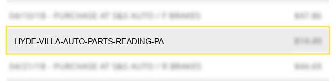 hyde villa auto parts reading pa