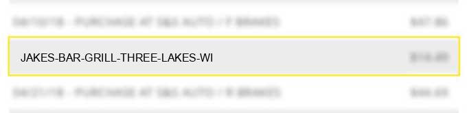 jakes bar & grill three lakes wi