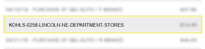 kohl's #0258 lincoln ne department stores