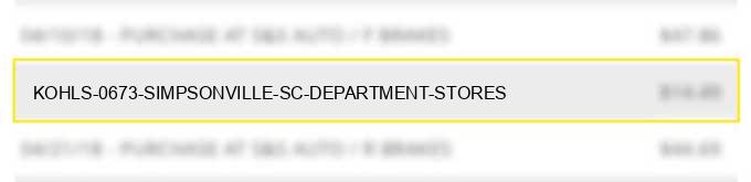 kohls #0673 simpsonville sc department stores