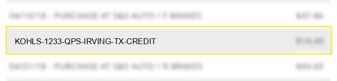 kohl's #1233 qps irving tx credit
