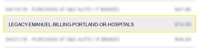 legacy emanuel billing portland or hospitals