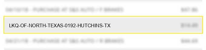 lkq of north texas 0192 hutchins tx