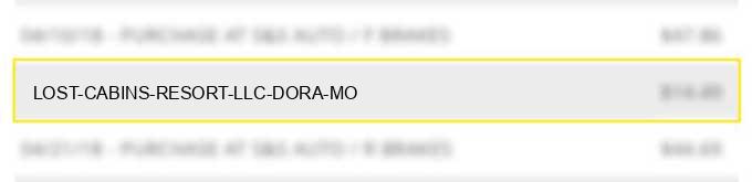 lost cabins resort llc dora mo