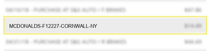 mcdonald's f12227 cornwall ny