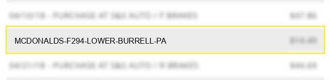 mcdonald's f294 lower burrell pa