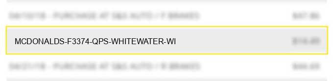 mcdonald's f3374 qps whitewater wi