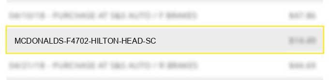 mcdonald's f4702 hilton head sc