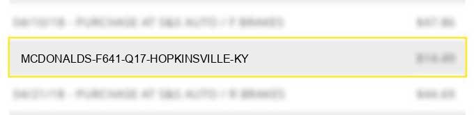 mcdonald's f641 q17 hopkinsville ky