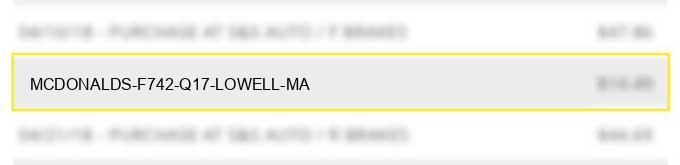 mcdonald's f742 q17 lowell ma