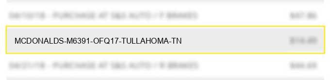 mcdonald's m6391 ofq17 tullahoma tn