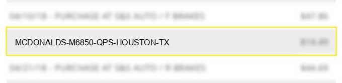 mcdonald's m6850 qps houston tx