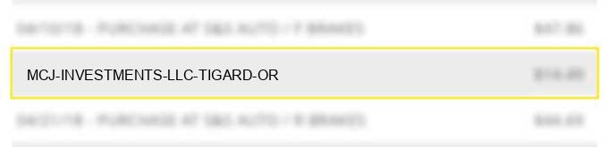 mcj investments llc tigard or