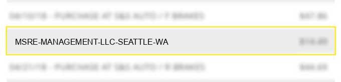 msre management llc seattle wa