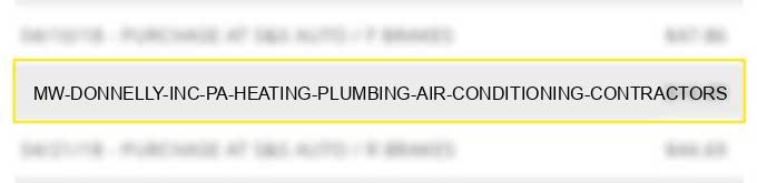 m.w. donnelly inc pa heating plumbing air conditioning contractors