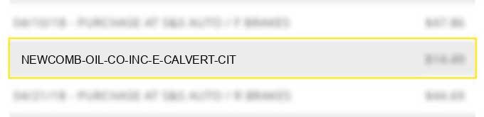 newcomb oil co inc e calvert cit