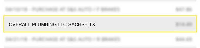 overall plumbing l.l.c sachse tx