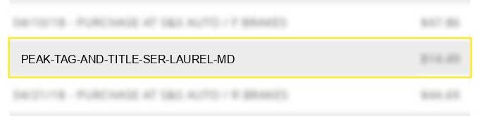 peak tag and title ser laurel md