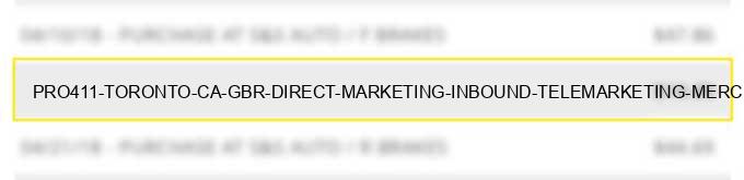 pro411 toronto ca gbr direct marketing inbound telemarketing merchants