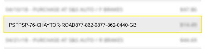 psppsp 76 chaytor road$877-862-0877-862-0440 gb