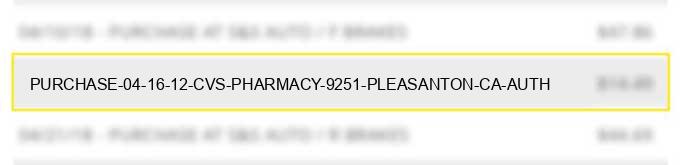 purchase 04 16 12 cvs pharmacy #9251 pleasanton ca auth#