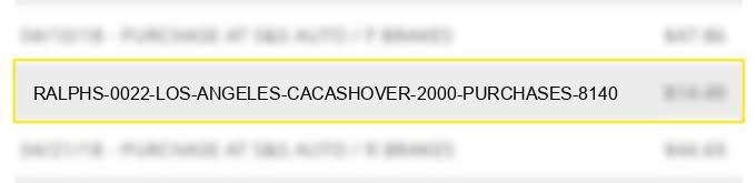 ralphs #0022 los angeles cacashover $ 20.00 purchases $ 81.40