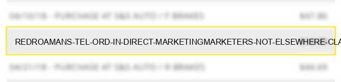 red*roamans tel ord in direct marketing/marketers not elsewhere classified