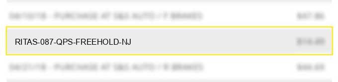 ritas #087 qps freehold nj